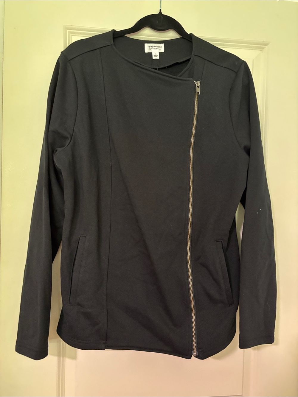 Caralyn Mirand The Drop Black Moto-Style Utility Jacket with Asymmetrical Zip